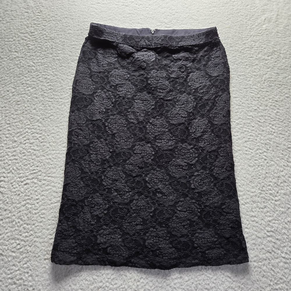 Maeve Skirt Womens Small Black Floral Lace Pencil Knee Length Lined Zip Back